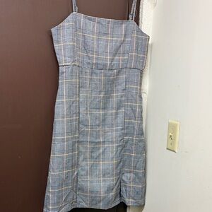 Rare Editions Black and Grey Plaid Spaghetti-Strap Mini Dress